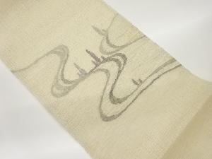 すくい織流水に抽象模様織出し夏用袋帯